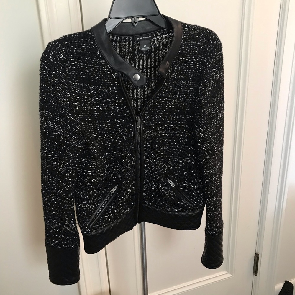 Club Monaco tweed and leather jacket